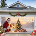 TTCHANG Christmas Garage Door Banner  Santa Claus, Xmas Tree & Gift Boxes, Large Waterproof Reusable Outdoor Holiday Cover for Home, Yard, Party & Photo Backdrop,16 x 7ft/4.8 x 2.1m