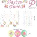 Tea Party Balloons, Tea for Two Party Decorations with Floral Banner Pastel Balloons & Hanging Swirls, Spring Tea Party Lets Partea Decor for Mother's Day Baby Shower Birthday