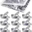 100 Pcs Fence Wire Clamps, Metal Wire Clamp with 100 Pcs Screws, Wire Fencing Clamps Trailer Frame Wire Clips, Double Wire Trailer Wire Clips Metal Cable Clips(for 4-8 Gauge Wire Fencing)