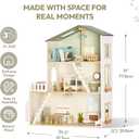 Giant bean Modern Wooden Dollhouse with Lights & 37PCS Furniture Set, Large
