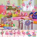 Cholemy 200 Pcs Flamingo Theme Party Decor, Summer Pink Flamingo Cutouts with 400pcs Glue Point Hawaiian Theme Paper Cutting for Bulletin Border Decor Birthday Party Supplies