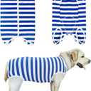 Dogs Recovery Suit Post Surgery Shirt for Female Male Dog, E-Collar Alternative Wound Protective Clothes (blue-white-2xl)