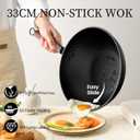 Todlabe Carbon Steel Wok, 13-Inch, Pre-Seasoned, Non-Stick, with Lid and Spatula, Flat Bottom, Ideal for Stovetop Cooking