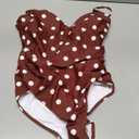 SUUKSESS Women Sexy Wrap Push Up One Piece Swimsuit Tummy Control Bathing Suit (Medium, 89 Brown White Polka Dots) 
