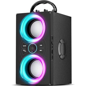 DINDIN Bluetooth Speakers, 40W Peak Wireless Speaker with Subwoofer, TWS, Big Bass, 80dB Portable Party Speaker with Lights for Beach, BBQ, Outdoor, Camping, Travel
