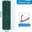 48'' x 50' Green Chicken Wire Fencing, 1 inch Chicken Wire and 19 Gauge Poultry Netting, Garden Mesh Fence Roll for Floral Arrangements/Crafts/Farm/Livestock/Pet Protection