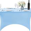 2Pack Spandex Table Cover for 4FT or 6ft or 8ft Table Universal Fitted Stretch Tablecloth for Party, Banquet, Wedding and Events-Blue Mist