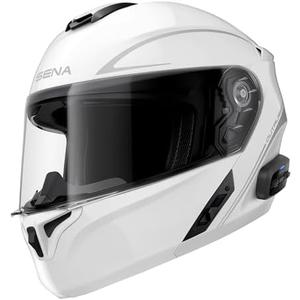 Sena Outrush R Bluetooth Modular Motorcycle Helmet with Intercom System (Gloss White, L)