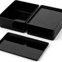 2 Pack Multipurpose Stackable Storage Bins With Lids, 7x10 Inch Plastic Containers For Home And Office Organization, Black