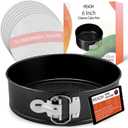 RFAQK Non-Stick 6 Inch Cake Pan with Removable Bottom - Leakproof Springform Pan with 50Pcs Parchment Papers - Perfect for Cakes, Cheesecakes, and Compatible with 3 Qt Instant Pot - Bonus E-Book