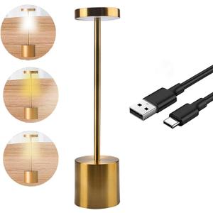MIOBLUE Cordless Table Lamp, Rechargeable Table Lamp LED Touch Light, 3 Color Modes Desk lamp, Stepless Dimmable Battery Powered Lamp, Usage for Table Light for Dinner, Patio, Restaurant, Bedroom, Gold