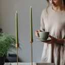 2 x 10" Classic Taper Candles, Moss Green, 4-Pack, 7-8 Hours Long Burning, Unscented Tall Candlesticks