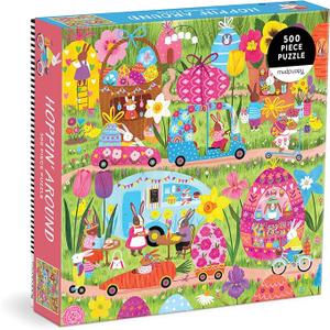 Mudpuppy Hoppin Around â€“ 500 Piece Family Jigsaw Puzzle with Colorful and Fun Illustrations of Adorable Bunnies for Children Ages 8 and Up