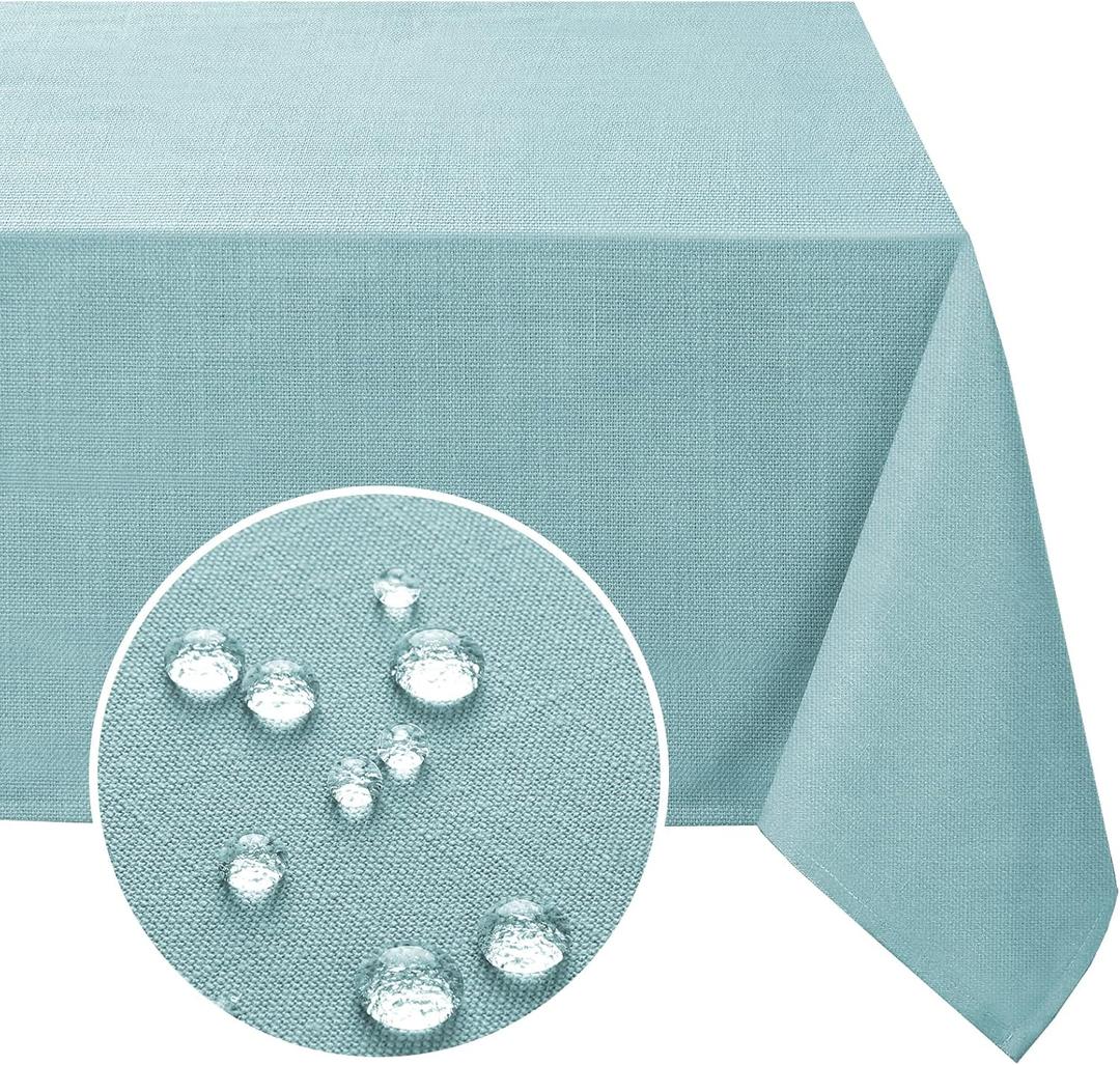 FantasDecor Square Tablecloth Table Clothes for Square Tables Wrinkle Resistant and Waterproof Washable Linen Fabric Cover for Dining Room and Outdoor Use, Aqua, 60 x 60 Inch