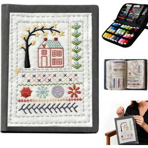 2026 New Embroidery Stitch Book Kit,All Scenario Embroidery Learning Book,Comes with a Complete Toolkit and Instructional Tutorial,Hand Embroidery Patterns Kit for DIY and Sew Enthusiast