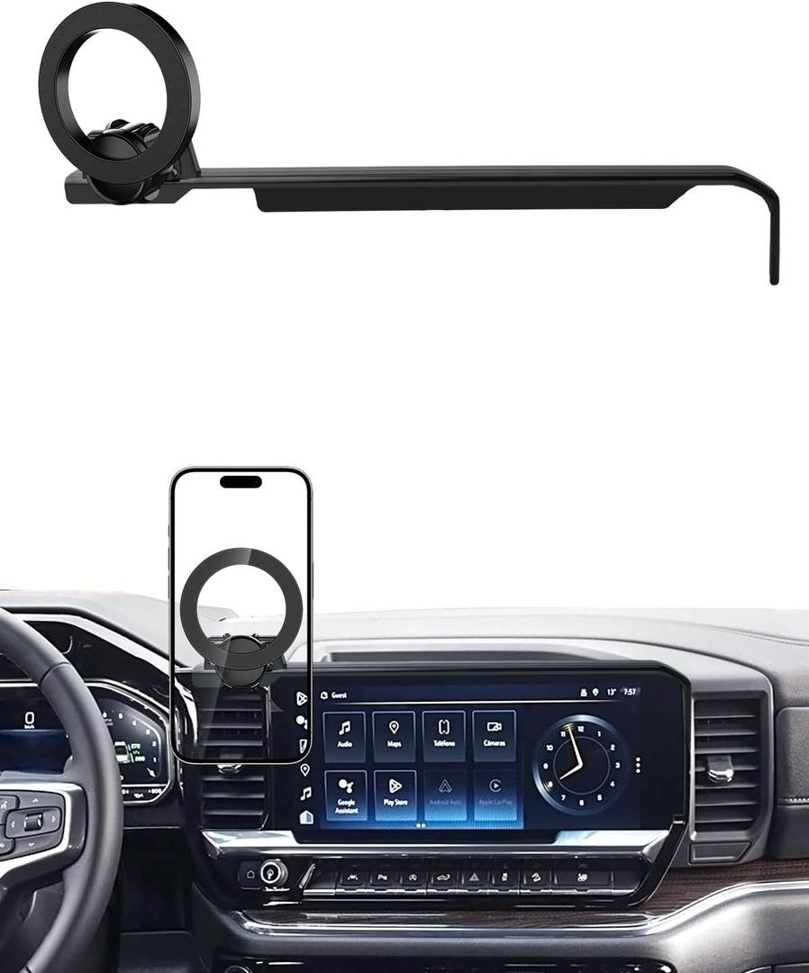 PZK Car Phone Mount for 2022-2025 Chevrolet Silverado 1500/GMC Sierra 1500 LT/RST/ZR2/LTZ/LT Trail Boss/High Country Accessories 13.4-Inch Screen Compatible with MagSafe Chevy Car Phone Holder
