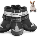 Dog Shoes, Otunrues Dog Shoes for Dogs, Anti-Slip Dog Boot with Reflective, Waterproof Dog Booties & Paw Protectors for Winter Snowy Hot Pavement Day (Black, Size 4)