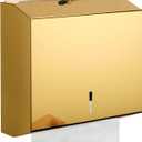 Wall Mounted Stainless Steel Paper Towel Dispenser with Lock, Polished Mirror Finish, Fits C-Fold, Tri-Fold and Multi-Fold Hand Towels, Commercial Restroom & Bathroom Use (Medium-gold)