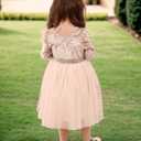 UNICOMIDEA 1-6T Toddler Velvet Dress Little Girls Tutu Tulle Crewneck Long Sleeve Holiday Party Fashion Dresses