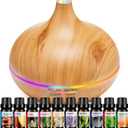 HLS Aroma Diffusers for Essential Oils Large Room with 10 Essential Oils,Ultrasonic Aromatherapy Diffuser for Home Bedroom, Cool Mist Humidifier Vaporizer, Yellow