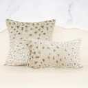 Alerfa Beige Floral Throw Pillow Cover 12 x 20 Inch Cut Velvet Rectange Luxury Decorative Lumbar Pillow Cover for Couch Living Room Bedroom