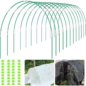 72Pcs Garden Hoops for Raised Beds, 12 Sets of 8Ft Greenhouse Hoops Grow Tunnel, Rust-Free Fiberglass Garden Hoops Frame, DIY Plant Support Garden Stakes for Netting Row Cover Shade Cloth