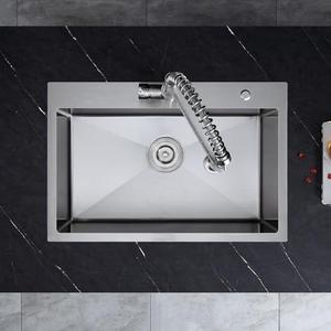 ROVATE 25 x 18 Inch Drop-in Kitchen Sink Single Bowl Stainless Steel, Topmount Handmade Sink for Kitchen or Bar with Basket Strainer