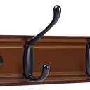 Coat Hooks Wall Mount, Wood Bamboo Wall Coat Rack with 4 Metal Hooks for Hanging Clothes, Towels, Keys, Bags (Brown&Black)