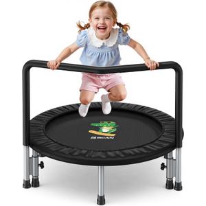BCAN 36'' Toddler Trampoline, ASTM Certified - Kids Trampoline for Ages 1-6, Foam Handle & Safe Thickened Cover, Mini Trampoline for Kids Indoor, Easy to Assemble