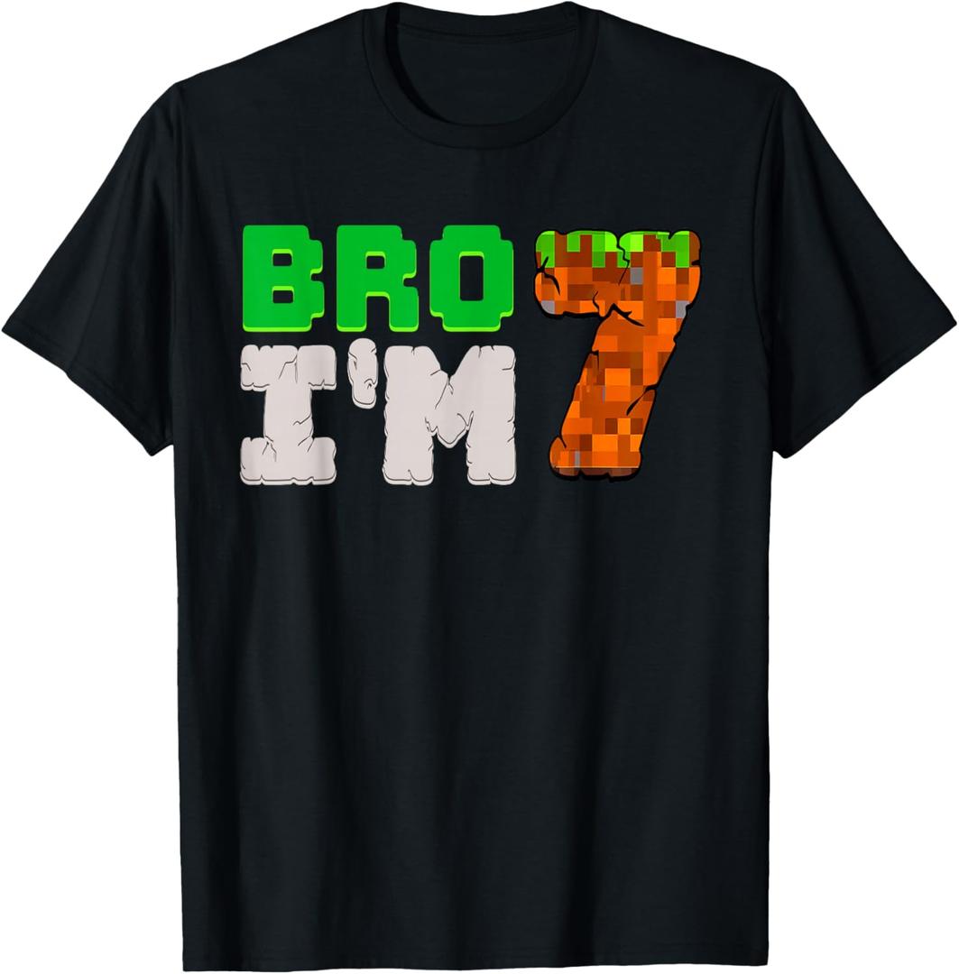 Birthday Boy 7th Birthday I'm 7 Year Old Gamer Pixel Number T-Shirt M