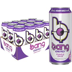Bang Energy Purple Haze, Sugar-Free Energy Drink, 16-Ounce | Pack of 12 (EXP 03/09/28)