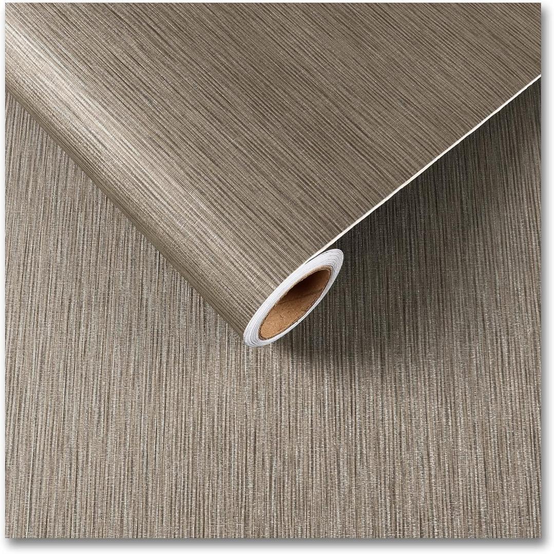 CRE8TIVE Wide 24"x118" Tan Grasscloth Peel and Stick Wallpaper Fabric Linen Contact Paper for Cabinets Waterproof Self Adhesive Removable Textured Wallpaper Grass Cloth Vinyl Roll for Bathroom Bedroom