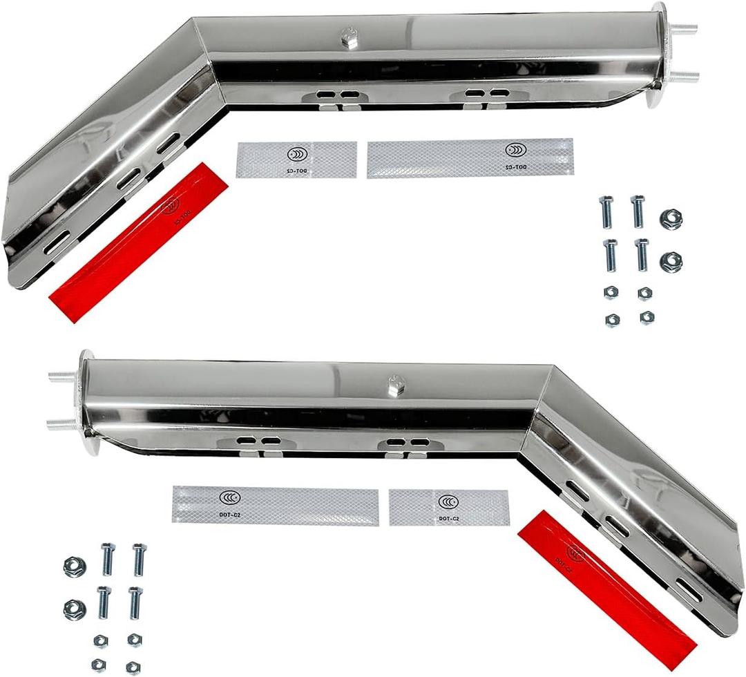 BST BSSP 2PCS Semi Trucks Spring Loaded Mud Flap Hanger Bracket Set Chrome Angled, Bolt Spacing 2-1/2" 2.5",for Commercial Truck Heavy Duty HD Mudflap Hanger, Right & Left Side