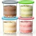 NANOBABY 16oz Pint Cups Compatible with NC300 Series Ice Cream Makers, Replacement 16 oz Containers with Lids for NC299AMZ, NC301, CN305A, CN301CO, 4-Pack, BPA Free,Clear