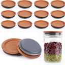12-Pack Regular Mouth Mason Jar Lids - 2.75inch Acacia Wood Tops with Airtight Silicone Seal, Storage Canning Jar Lids, Reusable & Dishwasher Safe
