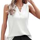 Womens Summer Tank Tops V Neck Waffle Knit Sleeveless Tunic Casual Loose Fit Blouses Shirt Clothes, L
