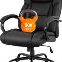 BestMassage Big and Tall Office Chair 500lbs Cheap Desk High Back PU Executive Ergonomic Computer Chair with Lumbar Support Headrest Swivel for Women Men Adults,Black