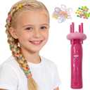 TJE Automatic Hair Braider Machine & Rope Braider Tool, Easy DIY Hair Styling Set with Accessories, Pink Hair Salon Styling Kit for Girls, Pink