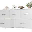 OLIXIS Dresser for Bedroom with 5 Drawers, Wide Chest of Drawers, Fabric Bedroom Dresser with Drawer Organizers, Storage Organizer Unit with Fabric Bins for Closet, Living Room, Hallway,White