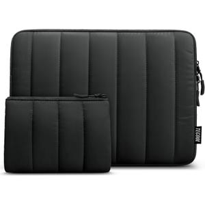 TECOOL Puffy Laptop Case 16 inch,Laptop Sleeve 16 inch for MacBook Pro 16 M5 M4 M3,16 Lenovo Thinkpad HP Acer Asus Dell Chromebook,Protective Waterproof 16 inch Sleeve Notebook with Small Case,Black