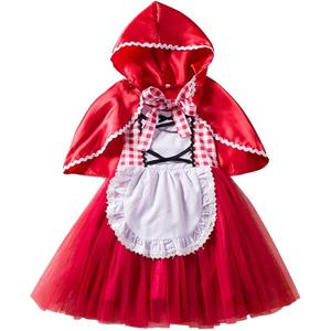 IMEKIS Little Red Riding Hood Costume for Girls Dress Cape Cloak Halloween Cosplay Kid Deluxe Storybook Fairy Tale Outfit Set (18-24 Months)