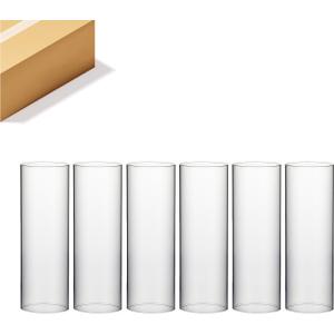 WGVI Hurricane Candle Holder Sleeve, Wide 4.7", Height 14", Clear Glass Cylinder Candleholder, Chimney Tube, Open Ended Candle Shade, 6 Pieces Bulk