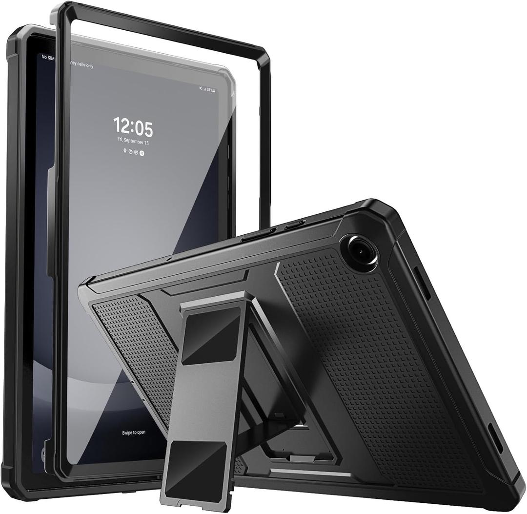 MoKo Case Fit Galaxy Tab A9 Plus 11-Inch 2023 (SM-X210/X216/X218), Shockproof Full Body Rugged Stand Back Cover Built-in Screen Protector Fit Galaxy Tab A9+ 11" 2023, Black 