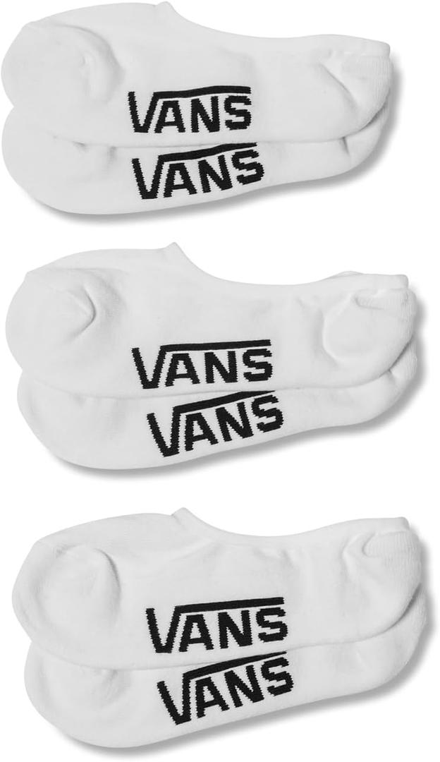 Vans Unisex Classic No Show Socks (3-Pack) - Extra Low Cut, Soft & Stretchy, Everyday Sock for Men's & Women's Low-Top Shoes, White, 6.5-9