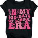 100 Days of School Shirt for Boys Girls Kids Happy 100th Day T-Shirt Toddler Celebration Graphic Top 2026 (3T-10T) (Black)