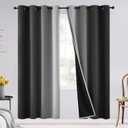 SimpleHome Ombre 100% Blackout Curtains for Bedroom, Full Light Blocking Black and Greyish White Curtains, Thermal Insulated Grommet Window Drapes for Living Room,2 Panels, 52x72 inches Length