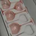 Balloon Shaped Pink Wine Glasses Set 6-15oz Hand Blown Morandi Pink Crystal Glassware with Long Stem,Red White Wine Stemware Gifts for Mother's Day,Wedding,Party,Home Deco