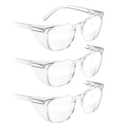 Stoggles Square Z87.1 Certified Polycarbonate Safety Glasses, Scratch & Shatter-Proof, Blue-Light & UV Blocking Lens, Top & Side Shields, Anti-Fog Dip Coated, Durable, Protective & Stylish Eyewear (Medium-3 Pack, Clear)