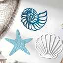 Pelopy 3 Pcs Coastal Metal Outdoor Wall Art Seashells Conches Starfish Wall Decor Ocean Nautical Theme Sign for Summer Beach Pool Yard Garden Lake House Home Bathroom Bedroom Decoration