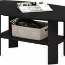 Furinno Simple 2-Tier Coffee Table, Black Center Table wih Open Shelf, Side Table Tabletop with Soft Edges, for Living Room, Home Office, Black Espresso, 2-Tier, 35.4"wide